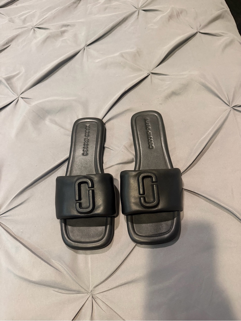 Marc Jacobs Black Padded Logo Slide Sandals